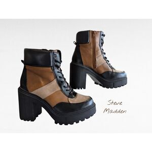 NWOT  Madden Girl Rogue Lace-Up Platform Lug Faux Suede Boot  Sz 10M
